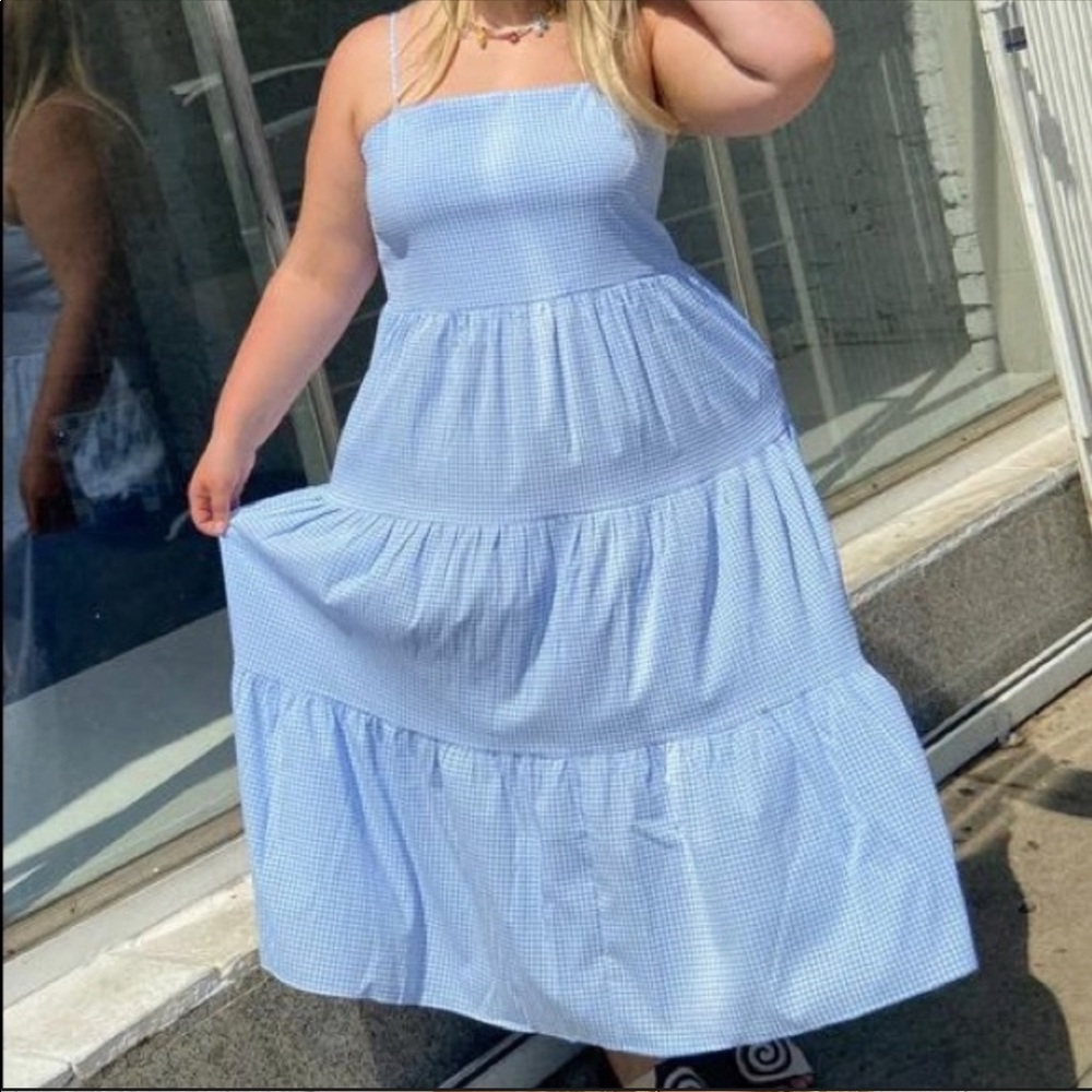 Lisa Says Gah Blue Gingham Maxi Dress